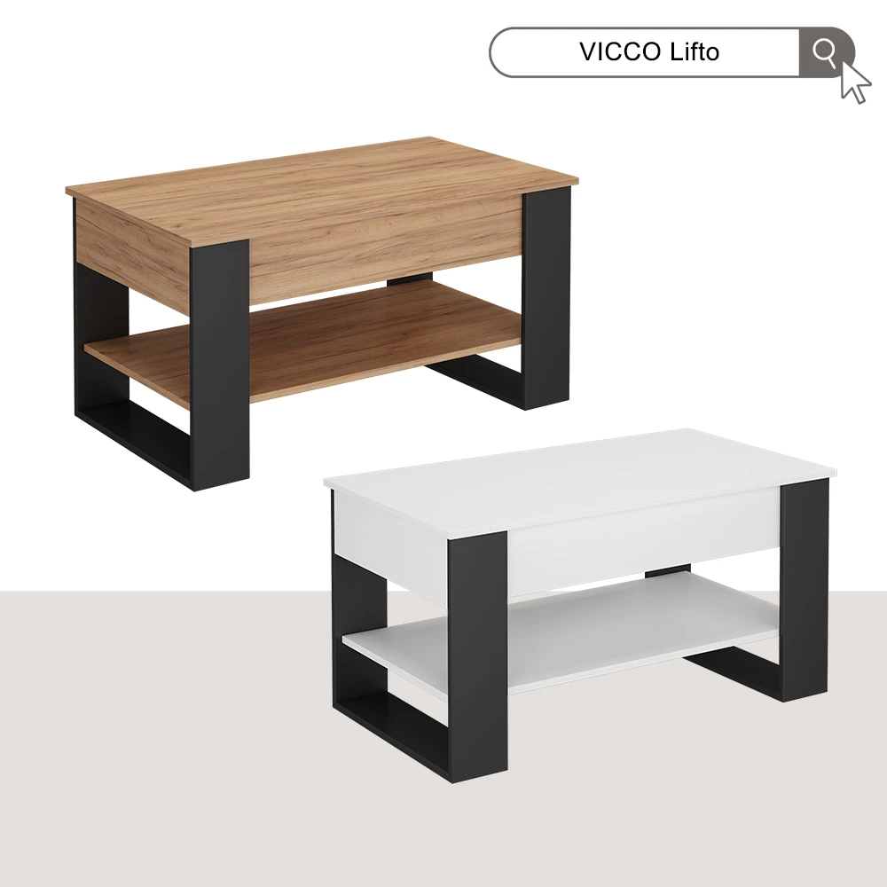Stolik kawowy Lifto Dąb/antracyt 92 x 51 cm z funkcją podnoszenia Vicco