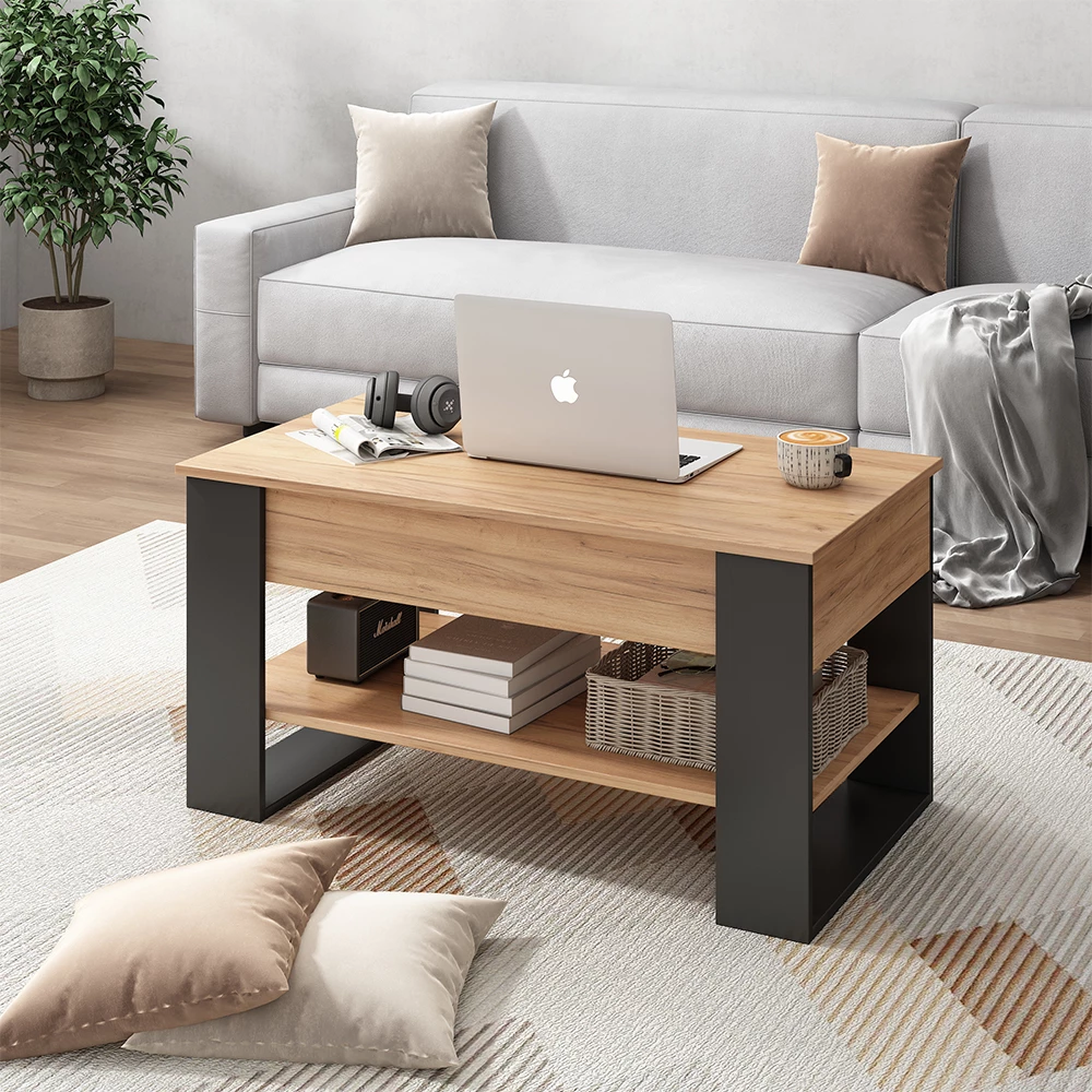 Stolik kawowy Lifto Dąb/antracyt 92 x 51 cm z funkcją podnoszenia Vicco