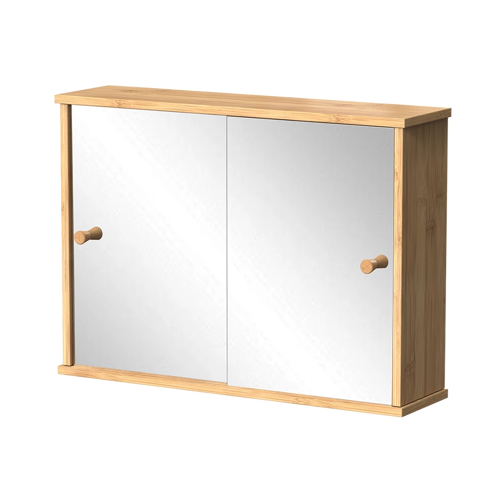 Specchio bagno in Bambù su sfondo bianco