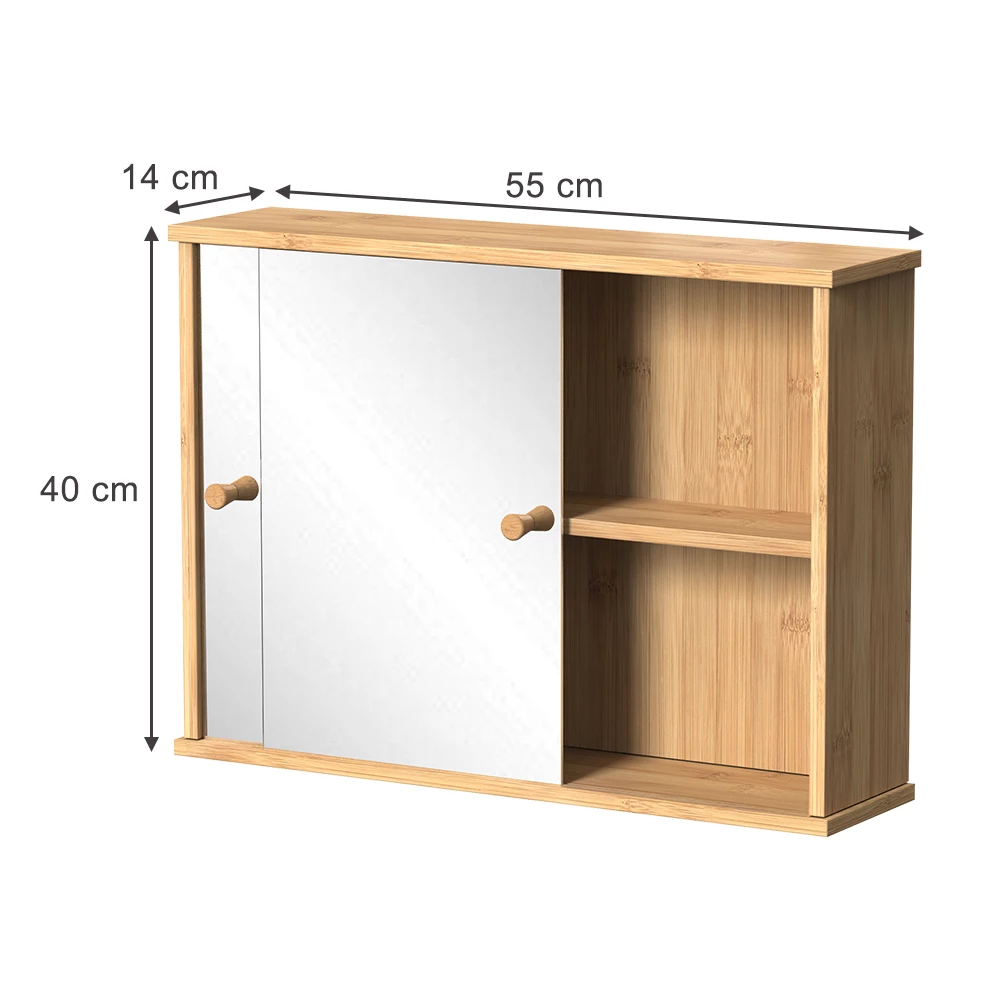 Specchio bagno in Bambù su sfondo bianco