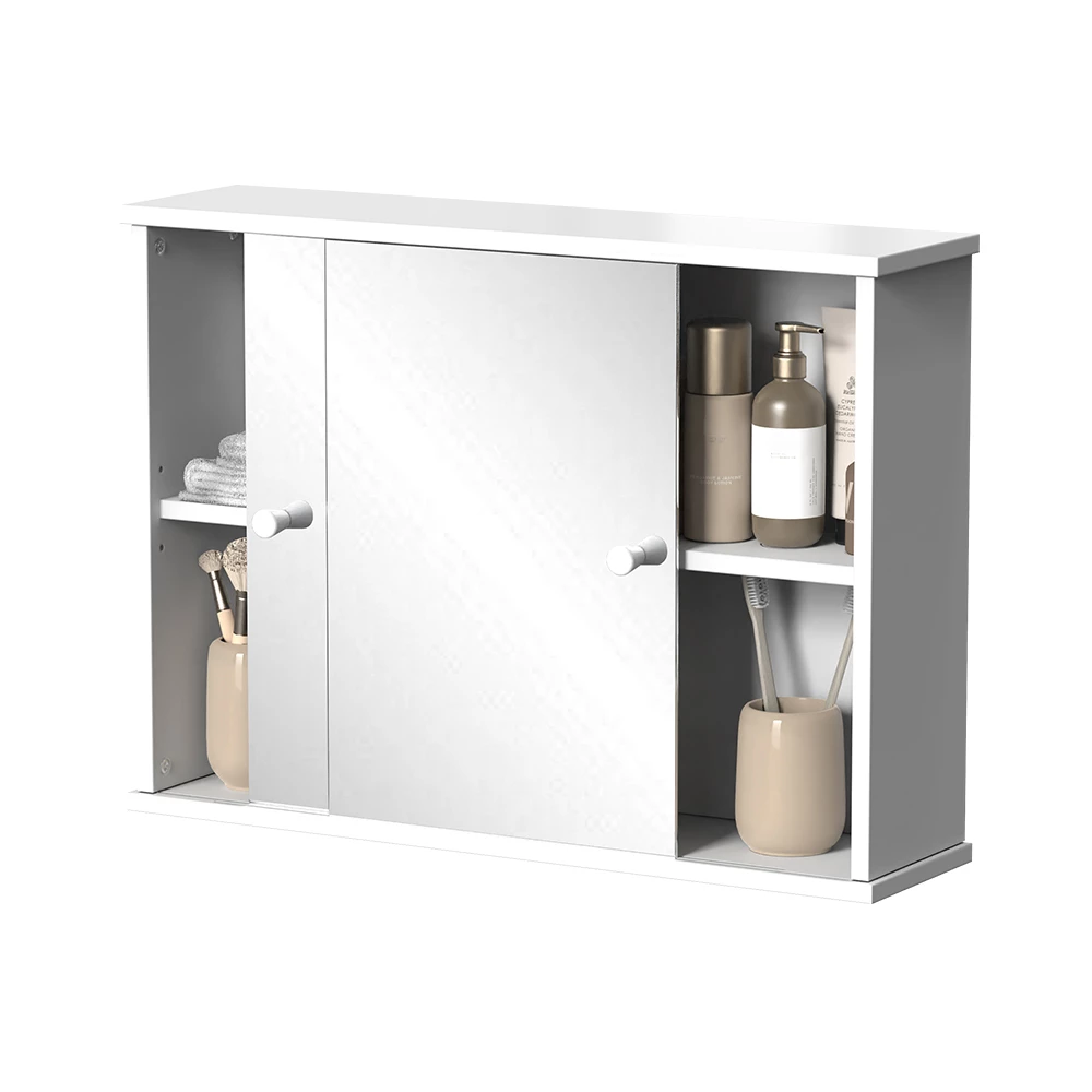 Mobile a specchio per il bagno in Bianco su sfondo bianco con elementi decorativi