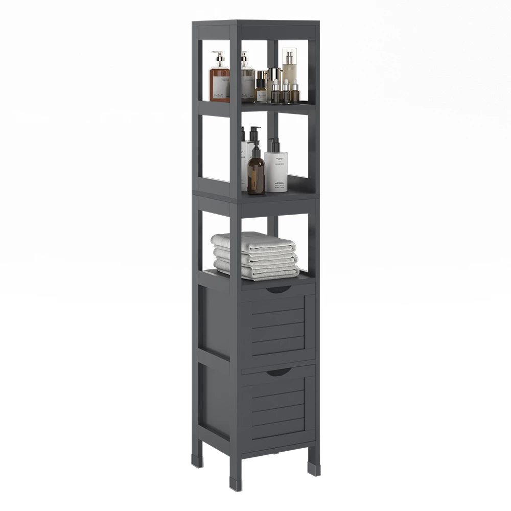 Armadio per il bagno in Grigio su sfondo bianco con elementi decorativi