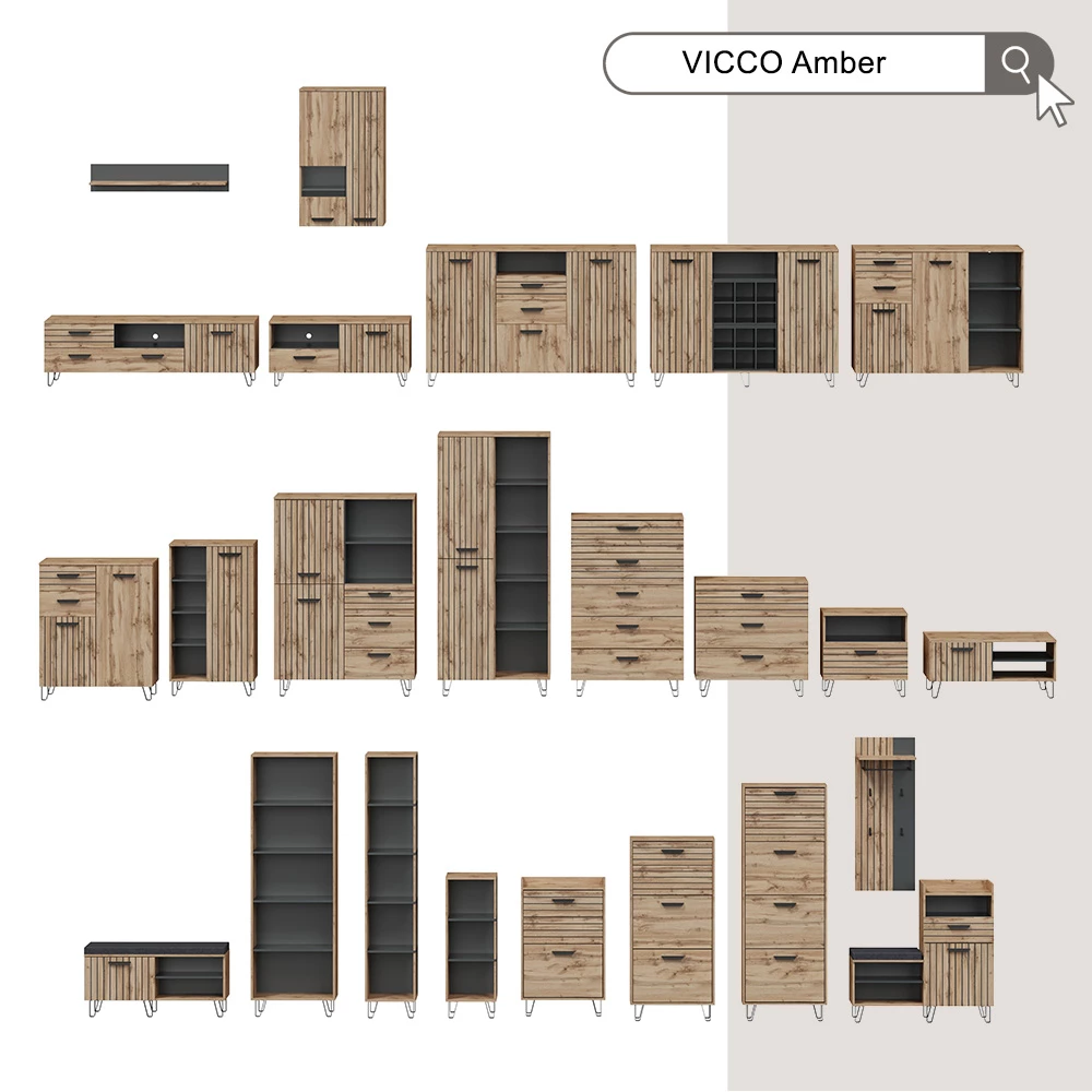 Vicco Rollcontainer Goldkraft Eiche 50 x 88.6 cm, Kamber
