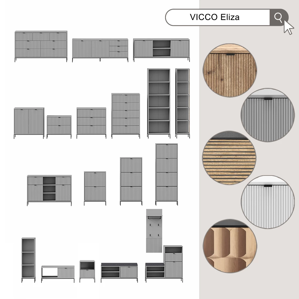 Vicco Conjunto de móveis de casa de banho Branco 5 partes, Eliza