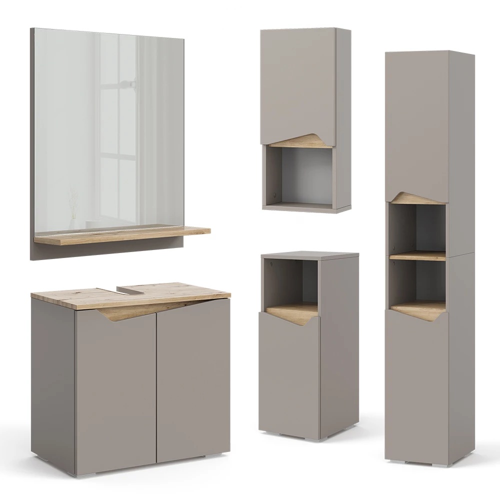 Vicco Set mobilier baie Greige , Marelle
