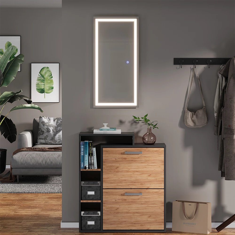 Vicco Specchio bagno Vetro 40 x 80 cm con illuminazione frontale, Miral