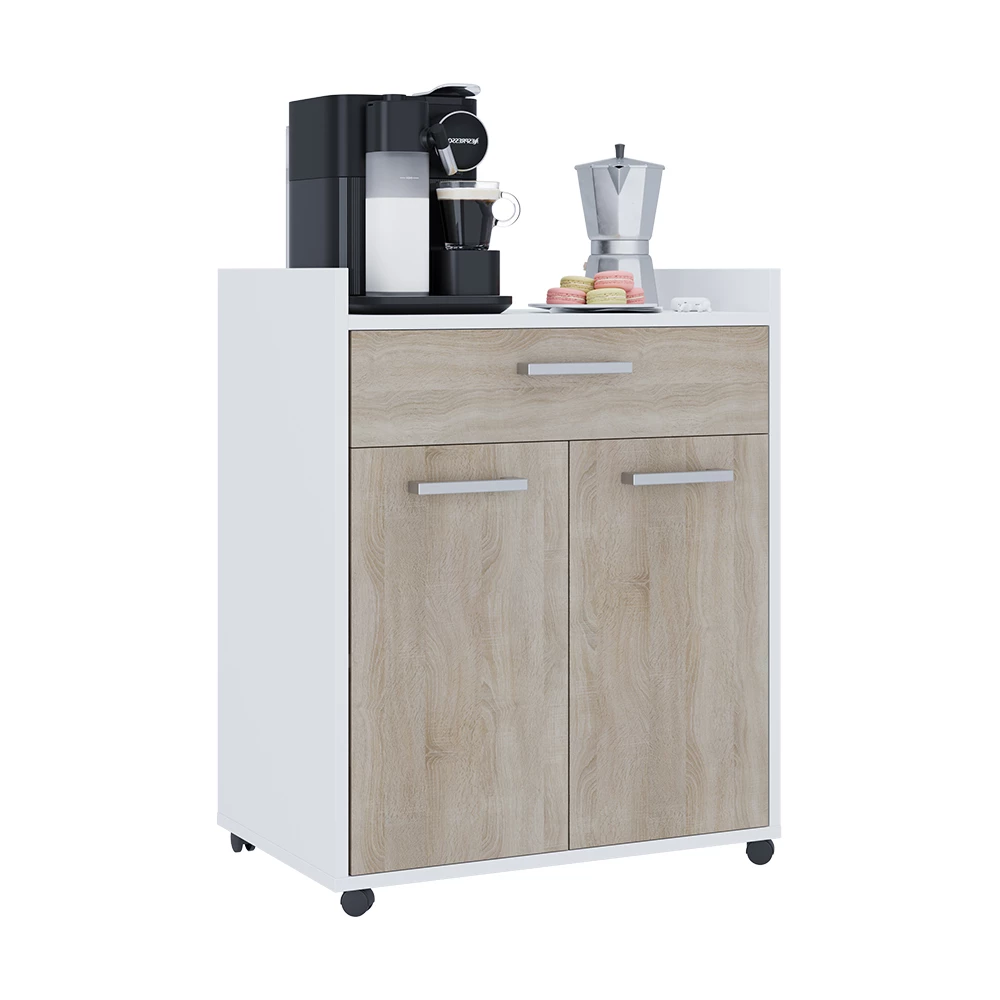 Vicco Rollcontainer 'Ansel' – 60x40x77,4 Cm, Mit Schubladen & Rollen | Weiß/Sonoma, Spanplatte, Viel Stauraum