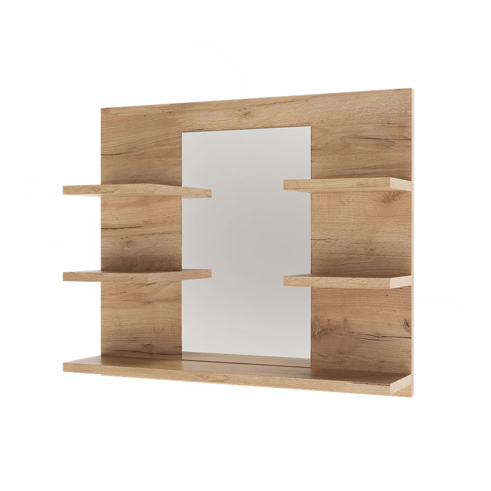 Badspiegelschrank in Goldkraft Eiche auf weißem Hintergrund