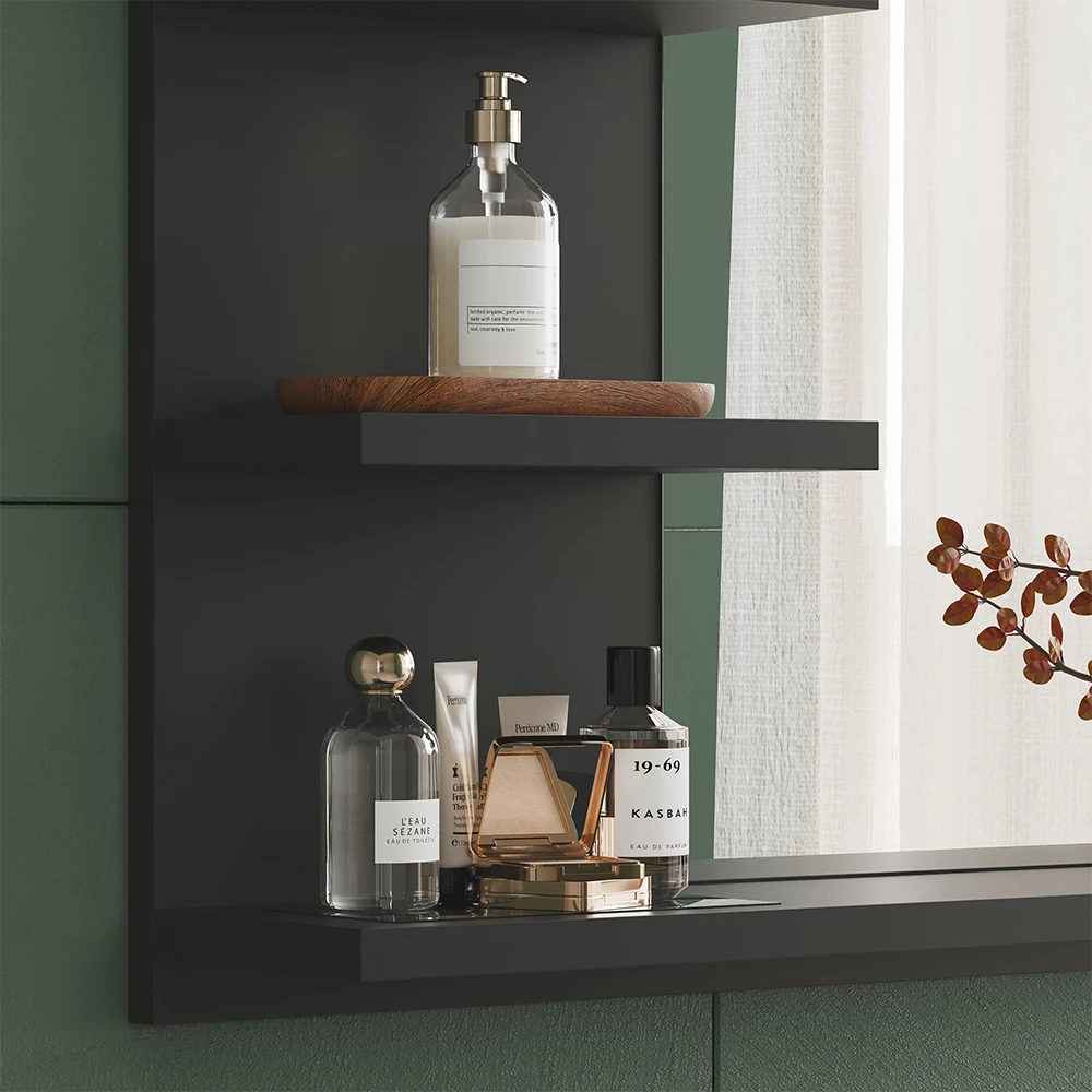 Primo piano di Specchio contenitore bagno in Antracite, mostrando texture/dettagli
