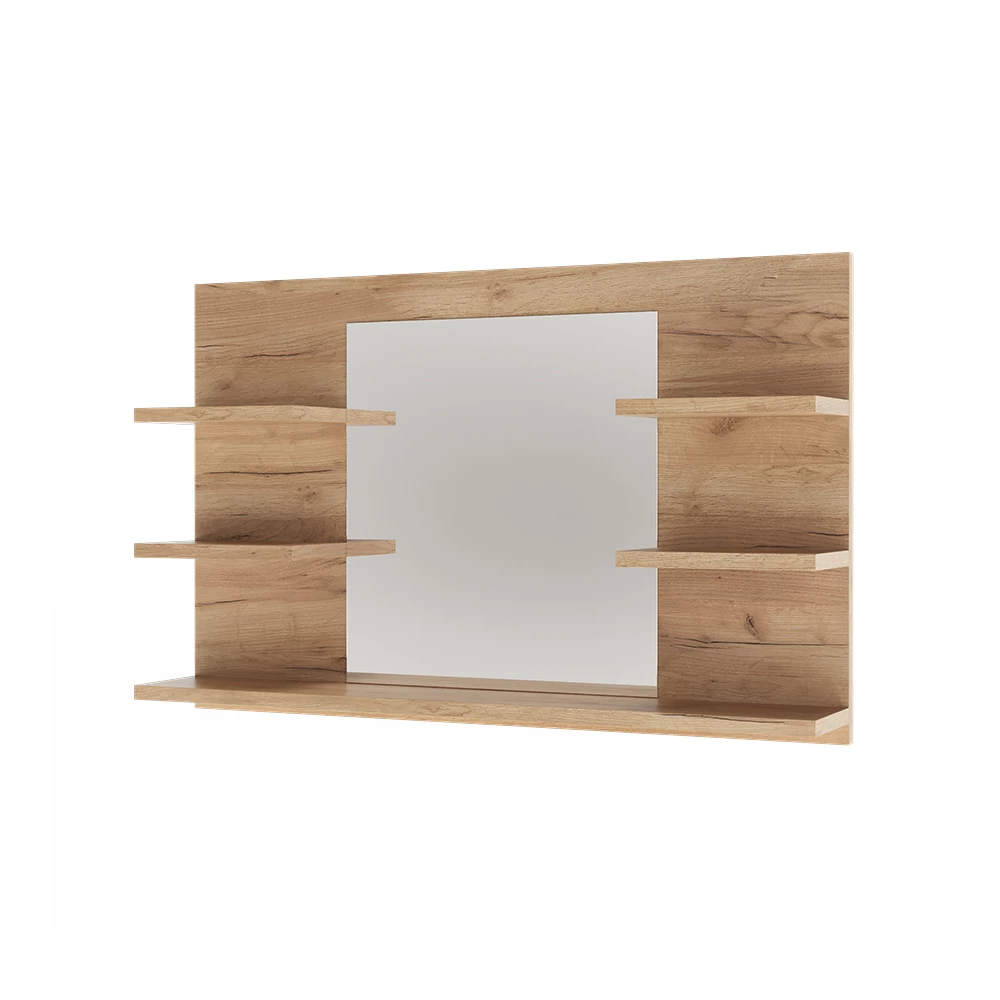 Badspiegelschrank in Goldkraft Eiche auf weißem Hintergrund