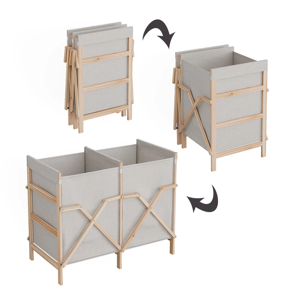 Close-up van Badkamerkast voor wasruimte in Beige, met ontwerp- en oppervlakte-details