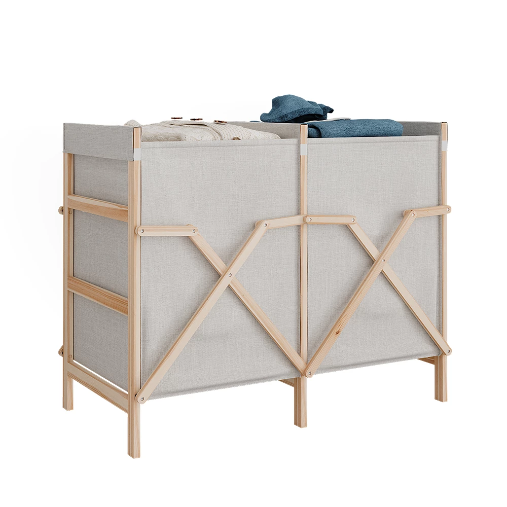 Badkamerkast voor wasruimte in Beige op een witte achtergrond met decoratieve elementen