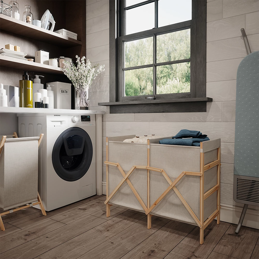 Vicco Badkamerkast voor wasruimte "Bruno", Beige, 80 x 64 cm met 2 compartimenten