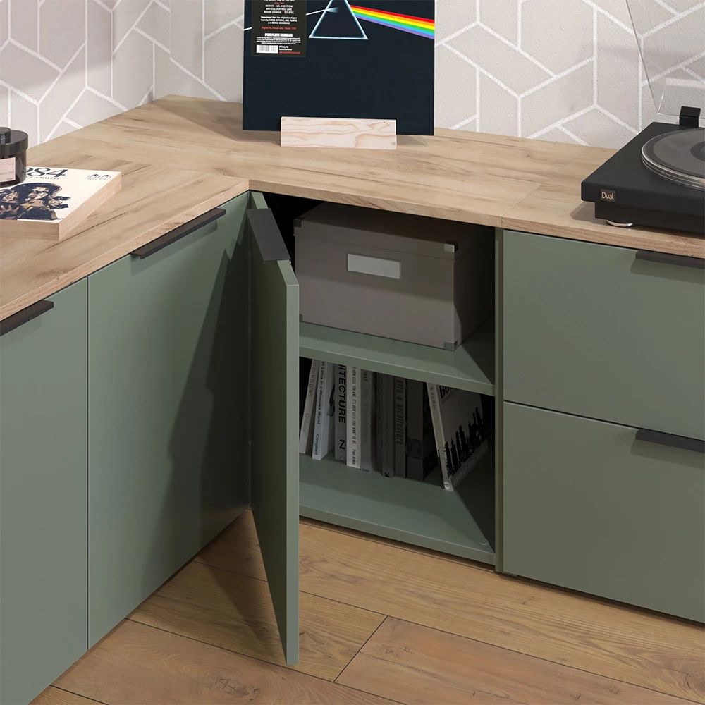 Eckkommode Wido Grün 80 x 50 cm mit Tür Vicco | Grün | Eckkommode