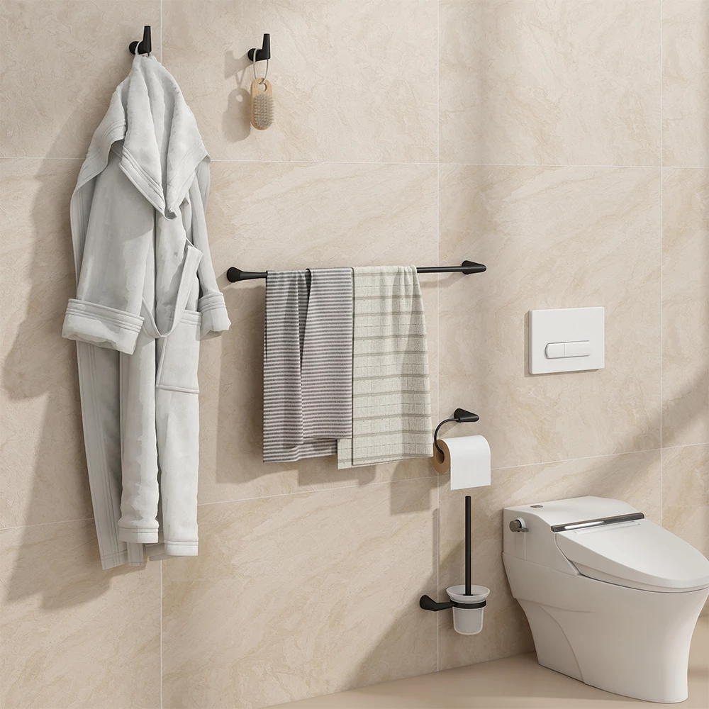 Vicco Badkameraccessoires set Zwart 5 delen, Tauri