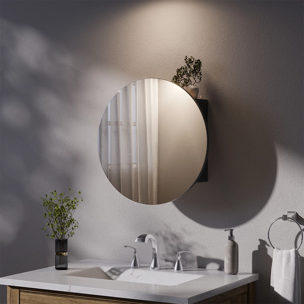 Specchio contenitore bagno Loki Antracite 50 x 50 cm con 2 scomparti Vicco