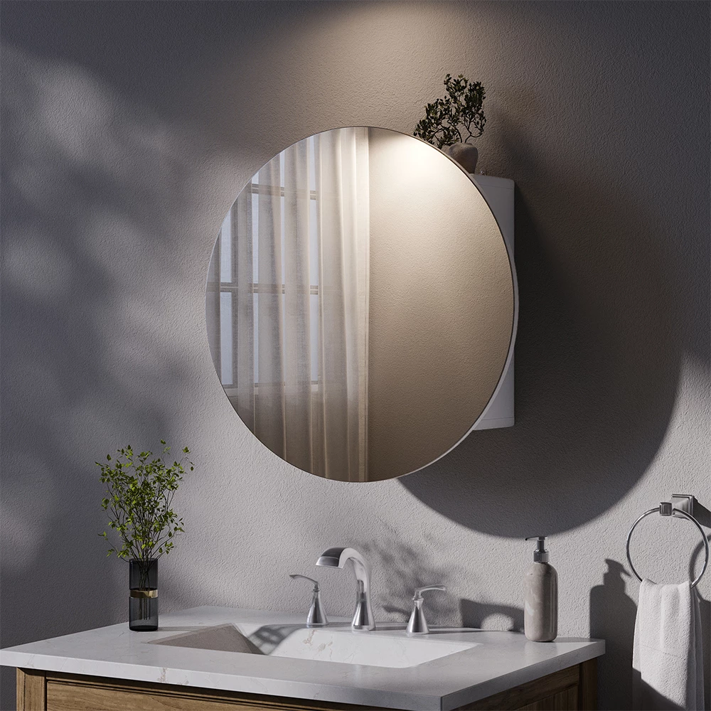 Vicco Badspiegelschrank Weiß 60 x 60 cm mit 2 Fächern, Loki