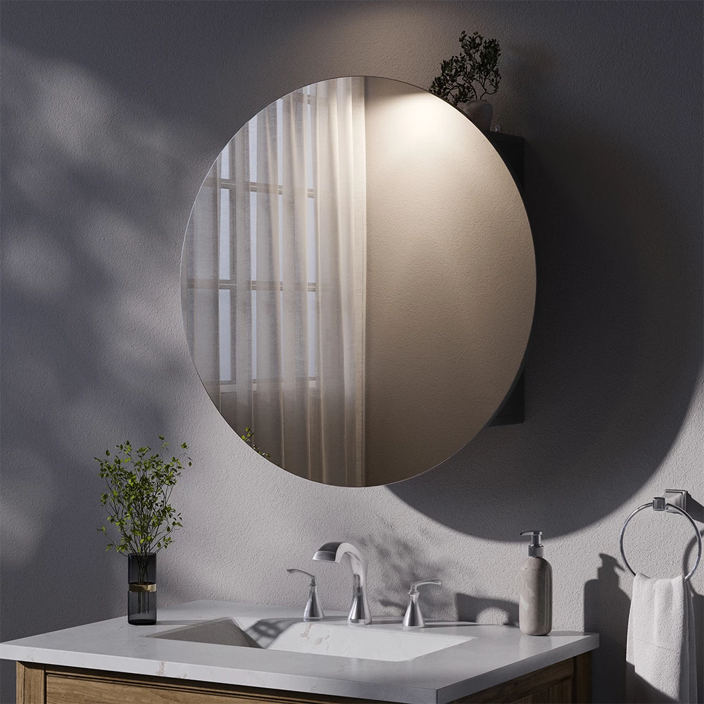 Specchio contenitore bagno Loki Antracite 70 x 70 cm con 2 scomparti Vicco