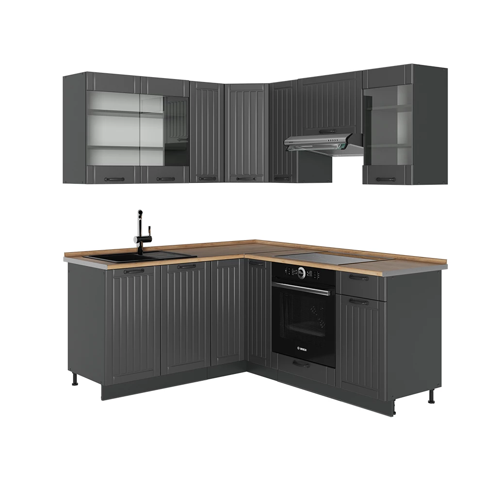 Meuble Bas D'angle De Cuisine Fame-Line Par Vicco - 87 Cm - Couleur Anthracite Et Chêne - Moderne - Neuf