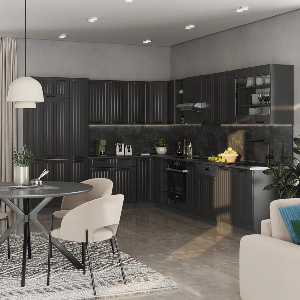 Bucătărie pe colț in Gri închis on white background