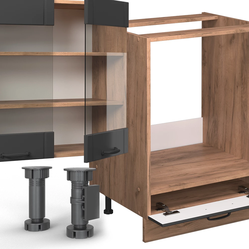 Close-up of Cucina angolare completa in Grigio scuro, showing texture/details