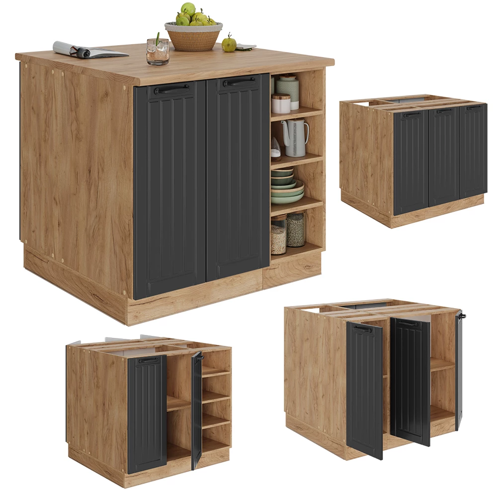 isola cucina in Grigio scuro on white background with decorative elements