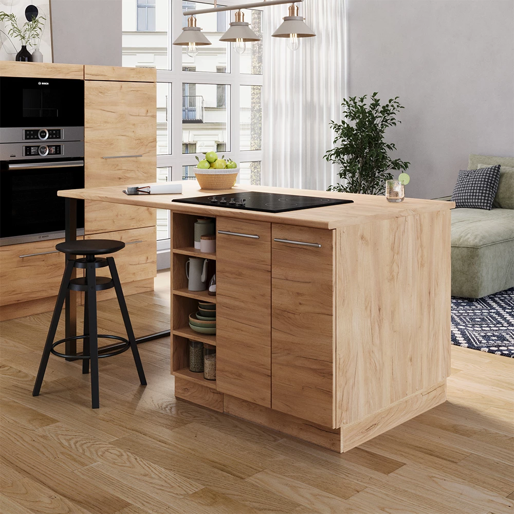 Ilha de cozinha in Carvalho dourado on white background