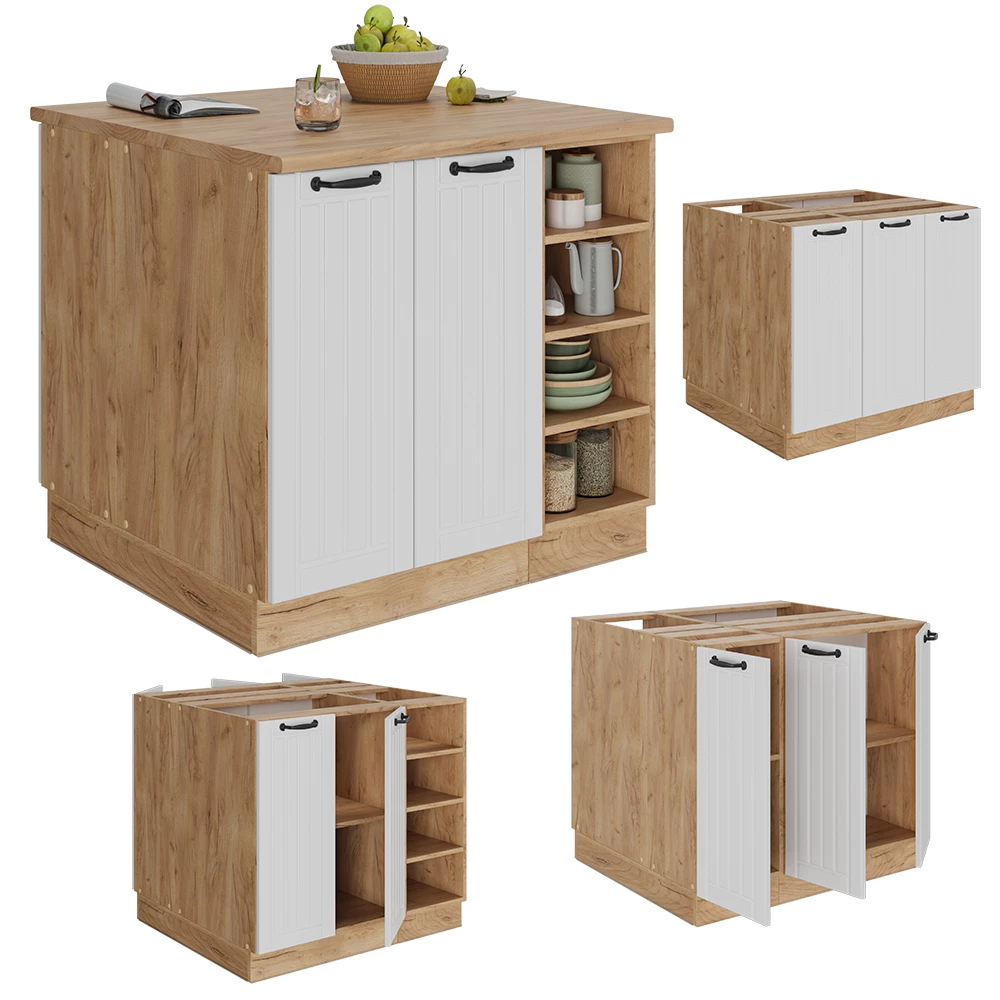 isola cucina in Bianco casa di campagna on white background with decorative elements