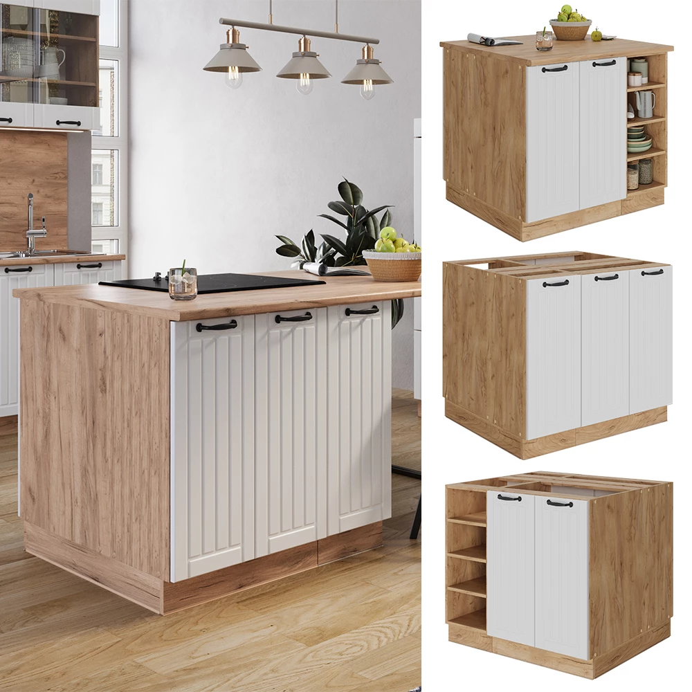 Isola cucina Fame-Line Bianco country/Rovere dorato 90 cm Vicco