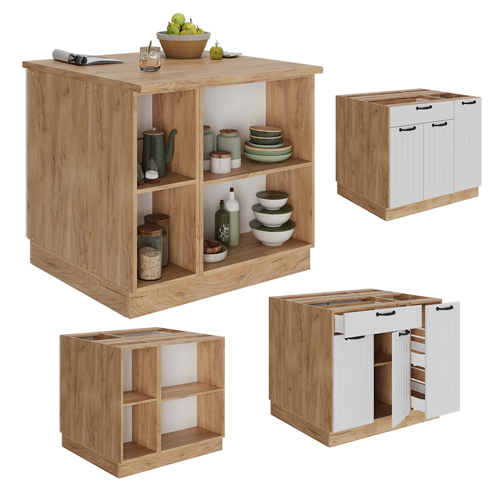 isola cucina in Bianco casa di campagna on white background with decorative elements