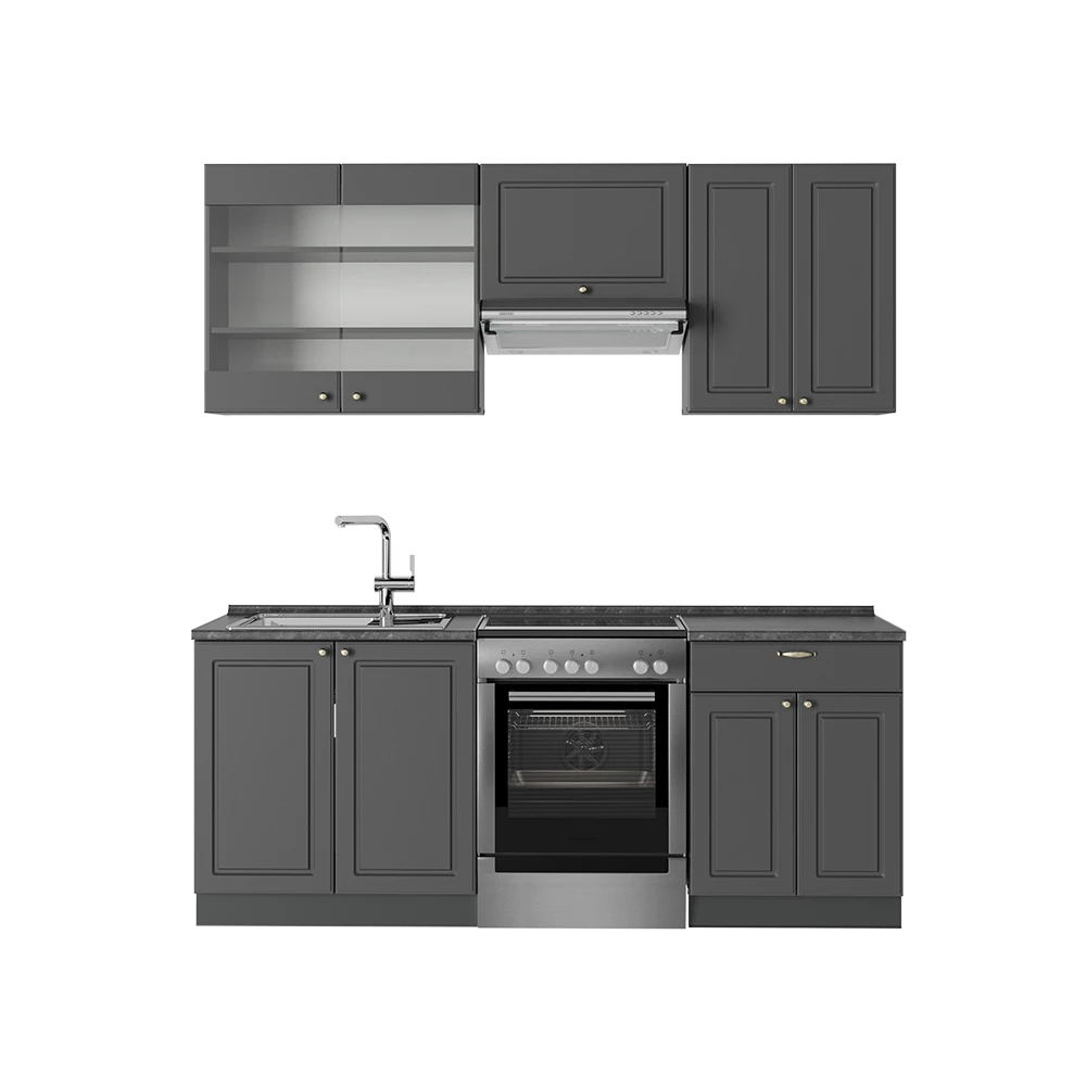 Cucina componibile in Landhaus antrazit-oro on white background