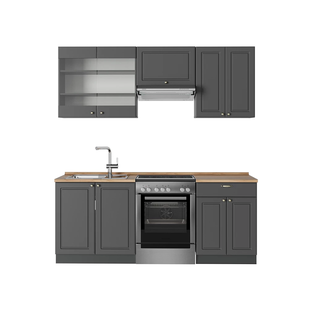 Cucina componibile in Landhaus antrazit-oro on white background