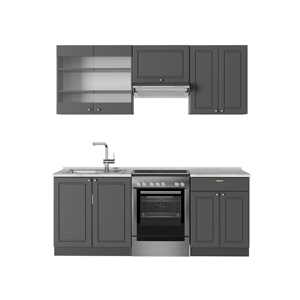 Cucina componibile in Landhaus antrazit-oro on white background