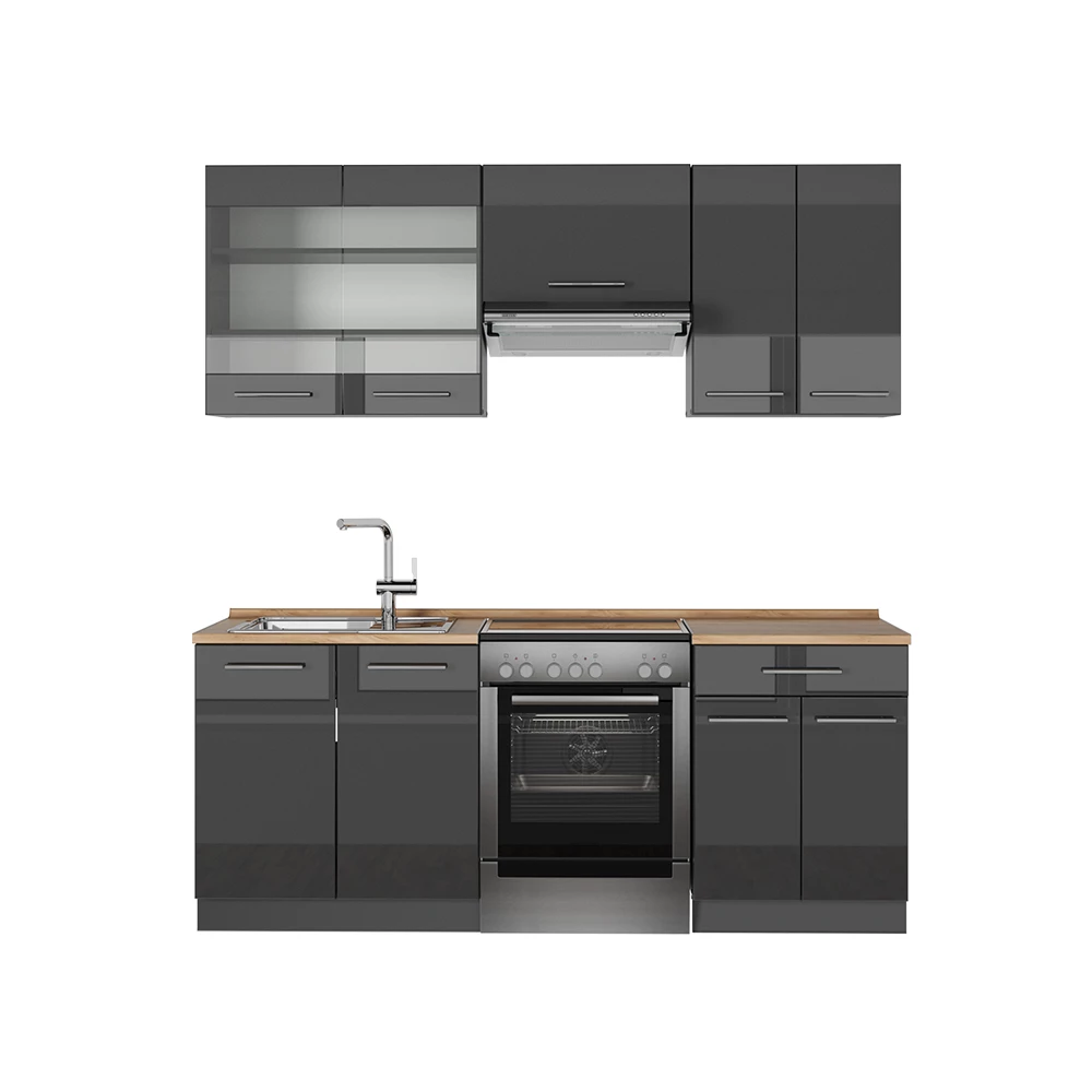 Cucina componibile in Antracite lucido on white background