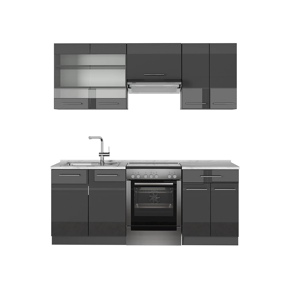 Cucina componibile in Antracite lucido on white background