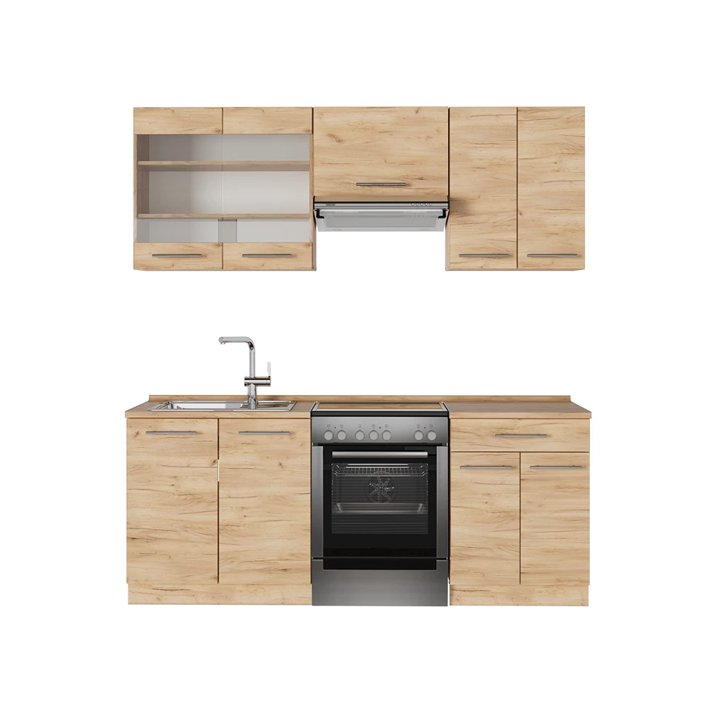 Cucina componibile in Quercia dorata on white background