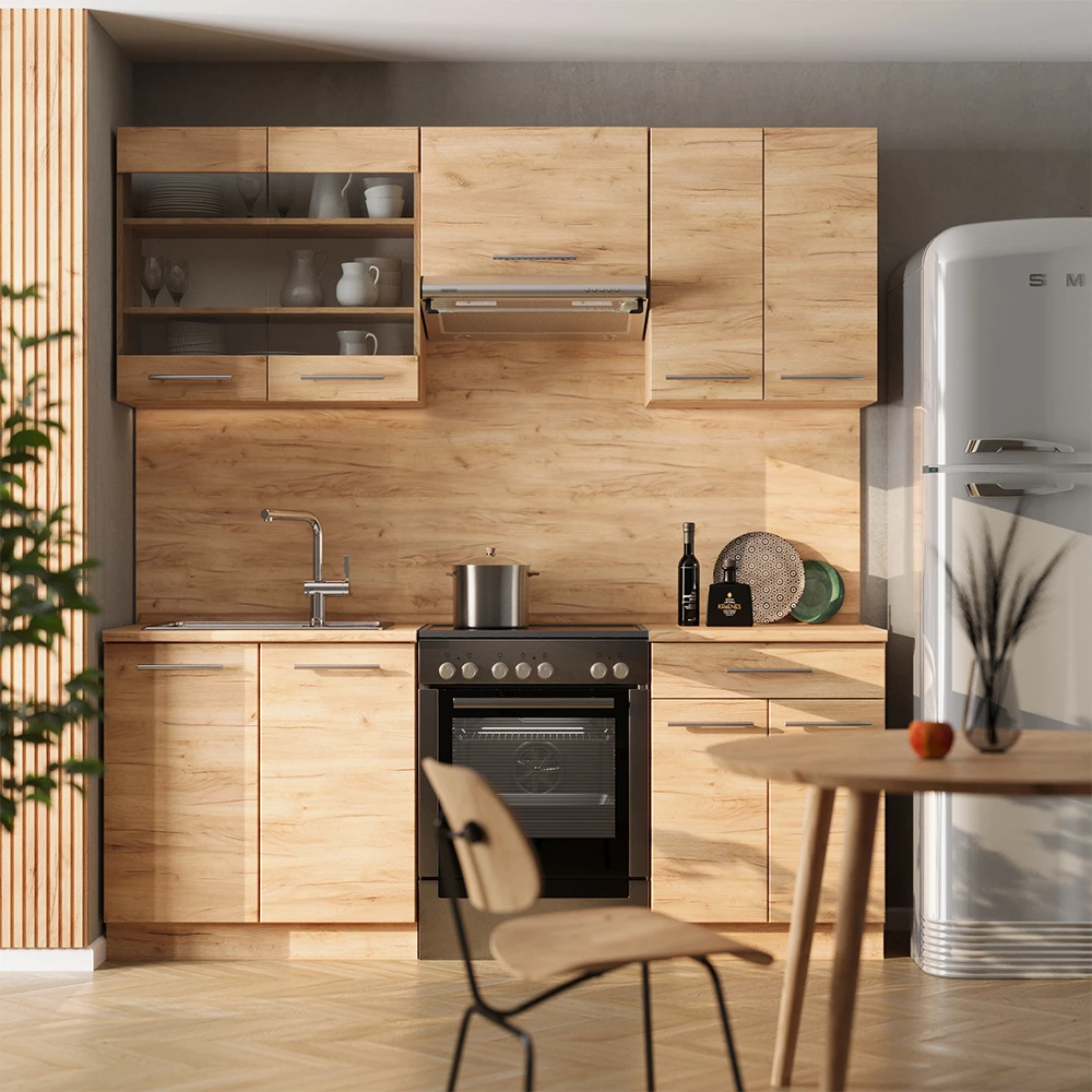 Kuhinjski Blok u boji hrast Goldkraft na bijeloj pozadini