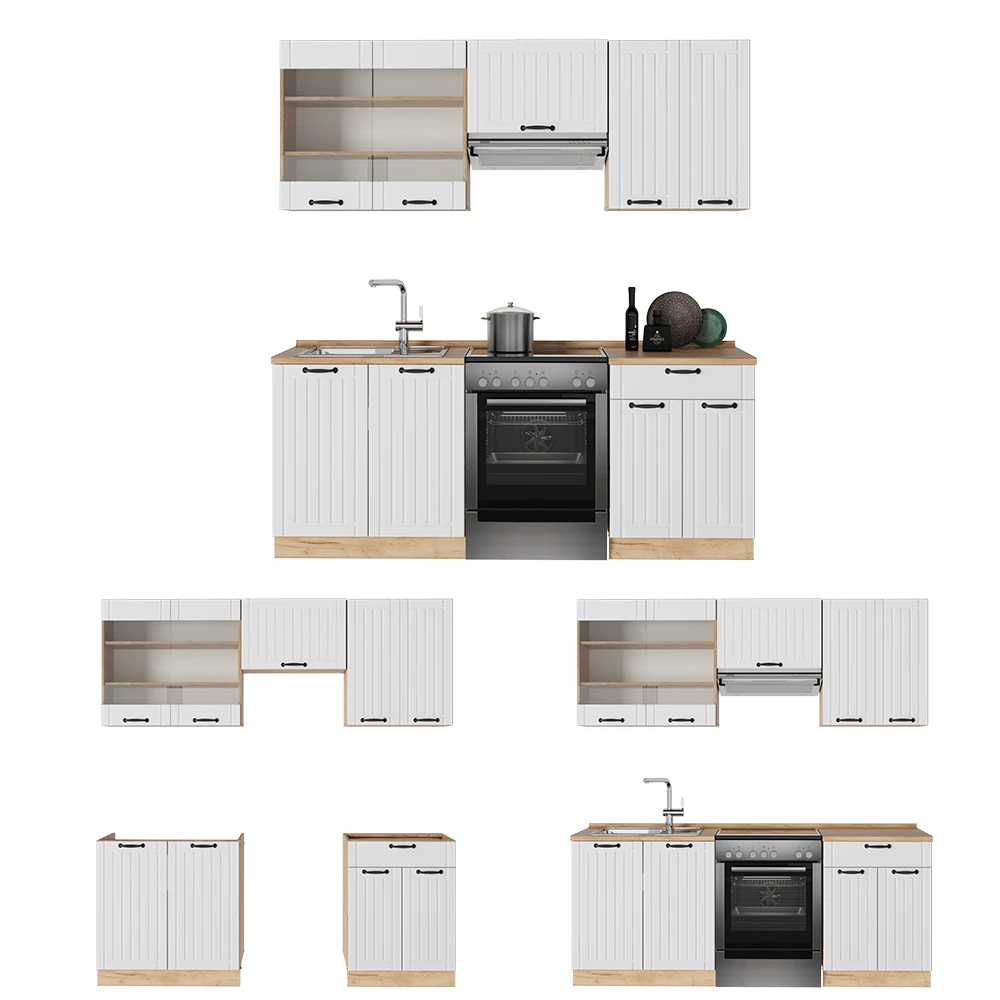 Cucina componibile in Bianco casa di campagna on white background with decorative elements