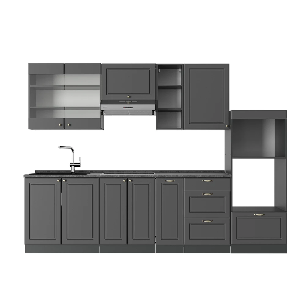 Cucina componibile in Landhaus antrazit-oro on white background