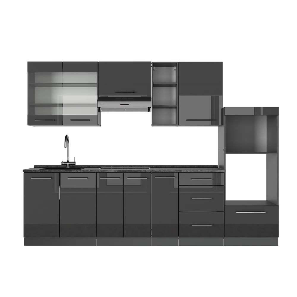 Cucina componibile in Antracite lucido on white background
