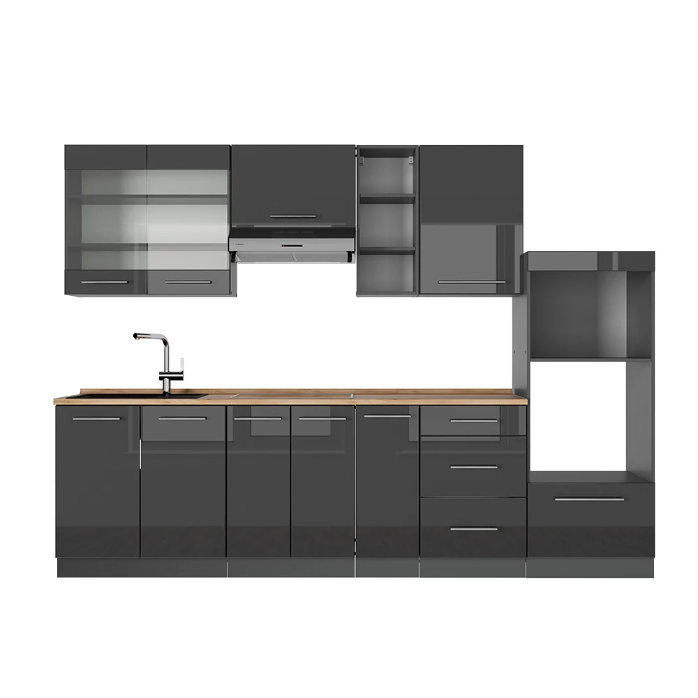 Cucina componibile in Antracite lucido on white background