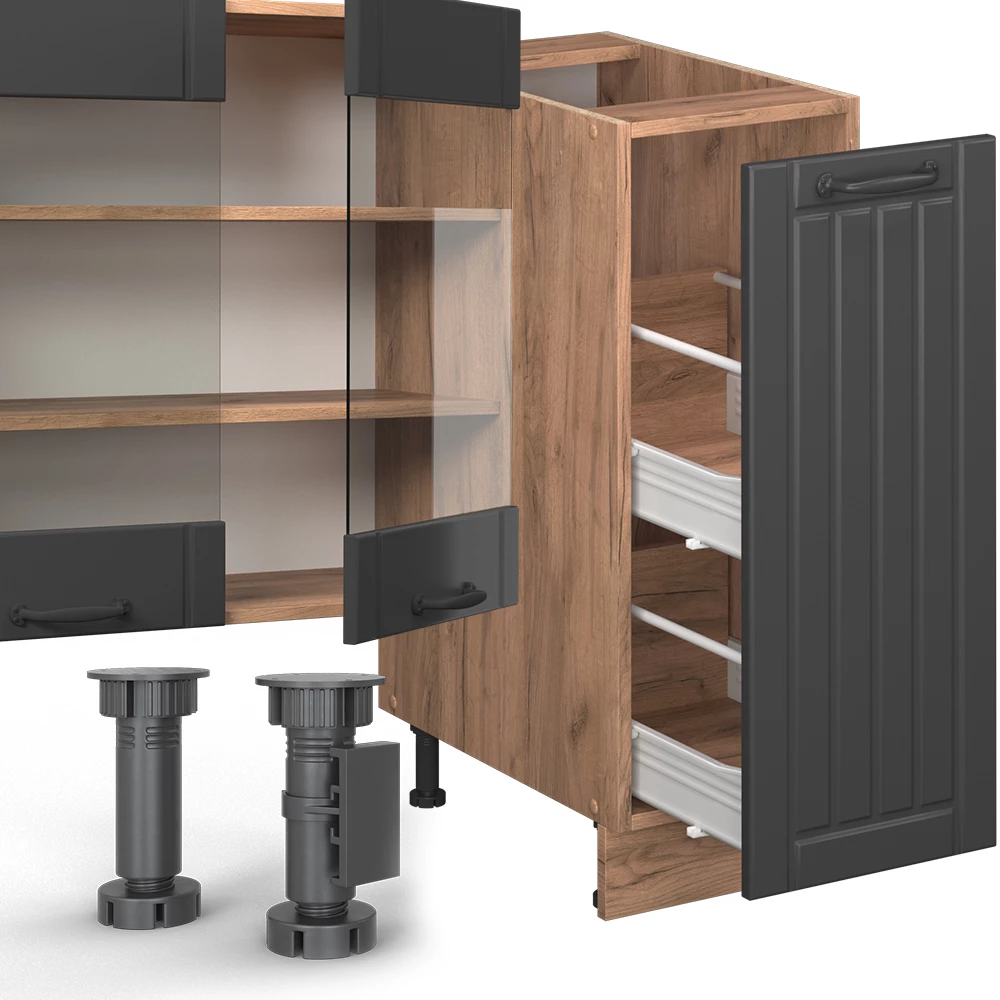 Close-up of Cucina componibile in Grigio scuro, showing texture/details