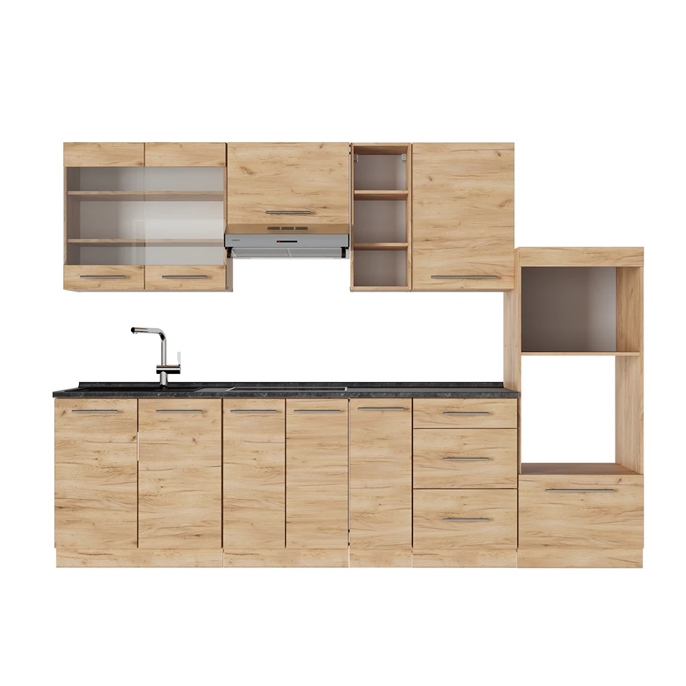 Cucina componibile in Quercia dorata on white background