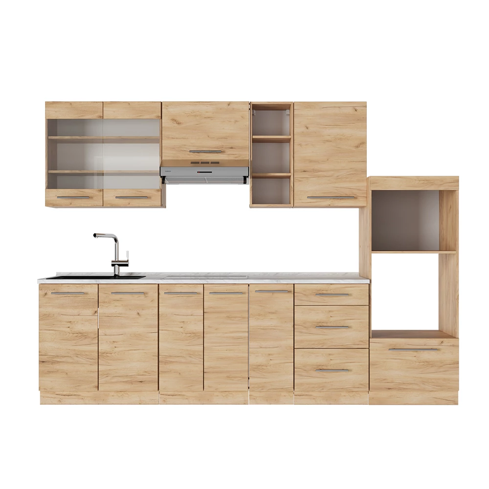 Cucina componibile in Quercia dorata on white background