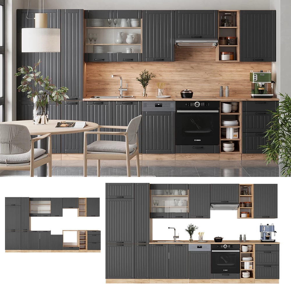 Cuisine Fame-Line Gris foncé 355cm , PT Anthracite Vicco | Gris foncé ...