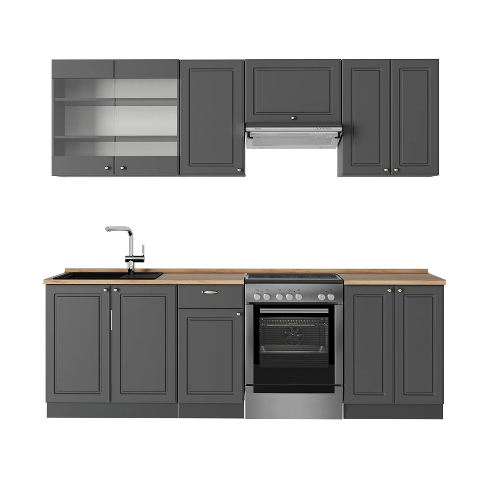 Cucina componibile in Landhaus antrazit-oro on white background