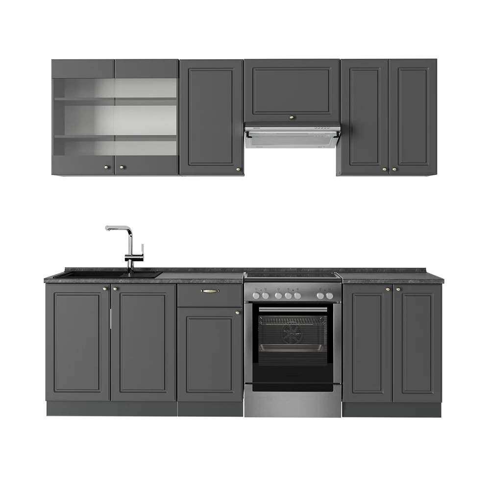 Cucina componibile in Landhaus antrazit-oro on white background