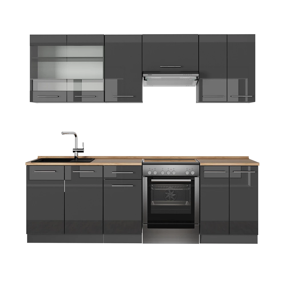 Cucina componibile in Antracite lucido on white background