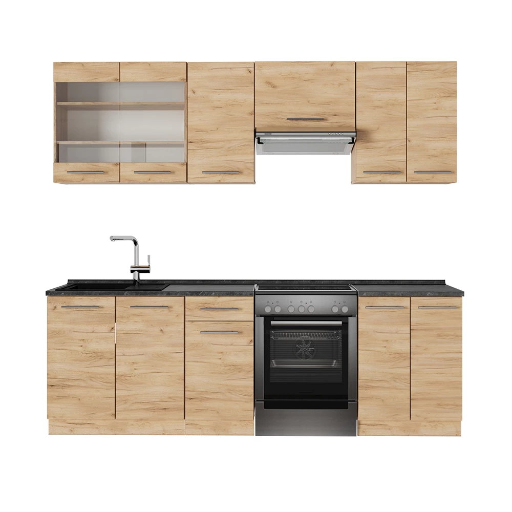 Cucina componibile in Quercia dorata on white background