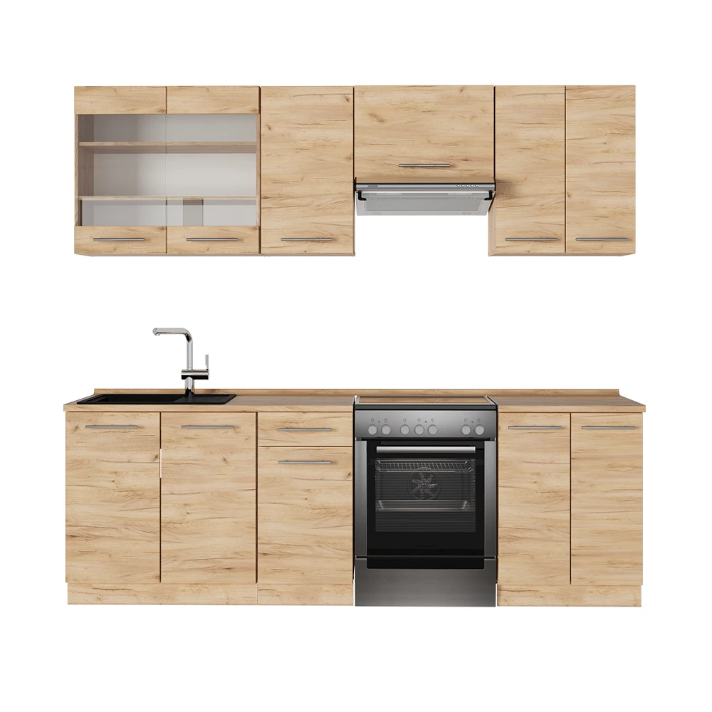 Cucina componibile in Quercia dorata on white background